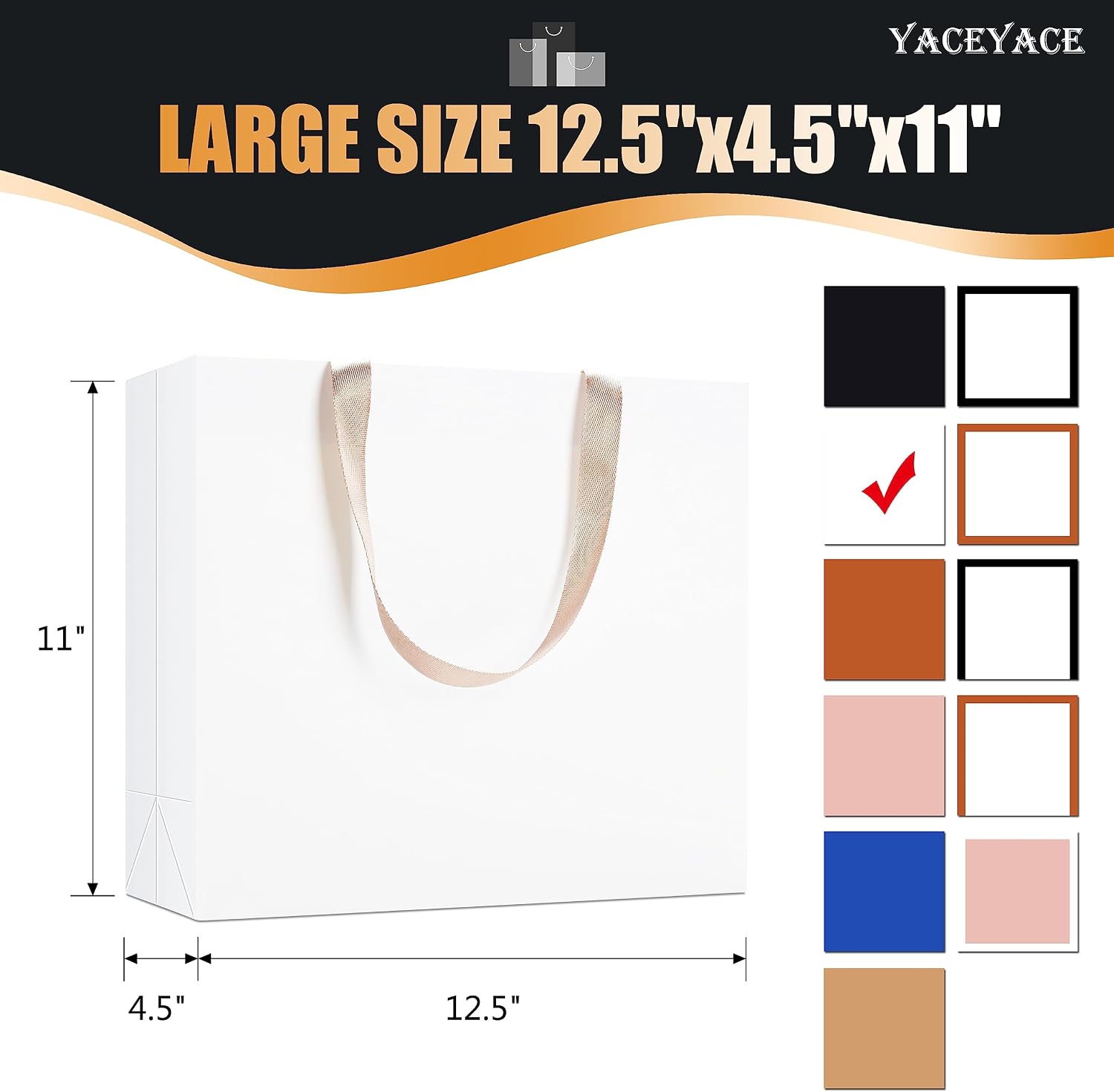 White Gift Bags Large Size, 20Pcs 12.5"x4.5"x11" Large Gift Bags image 3