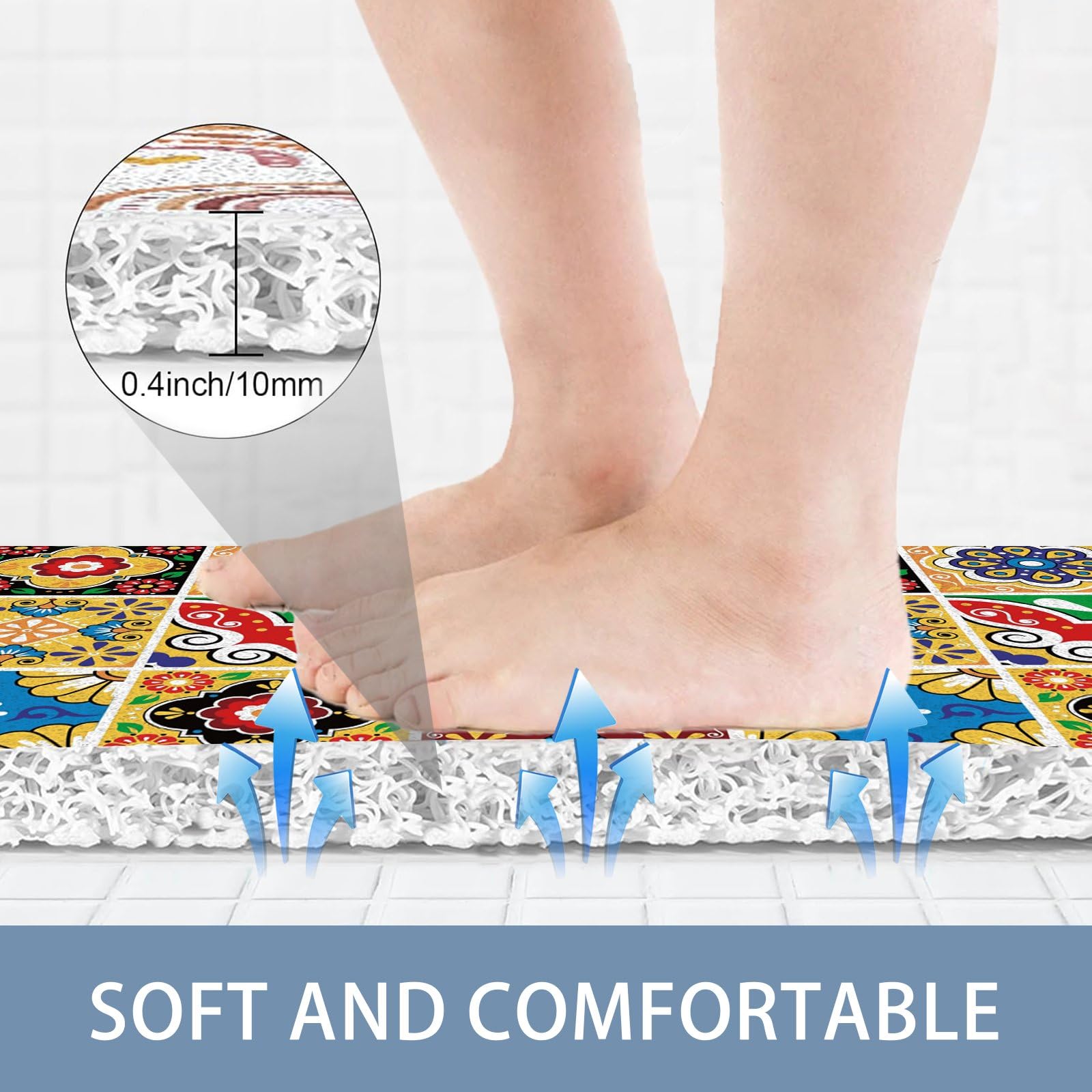 Alfombrillas de ducha antideslizantes para personas mayores, 60 x 90 cm, alfombrilla de baño antideslizante para ducha interior, alfombrillas de bañera para baño, almohadillas de baño de lufa de PVC