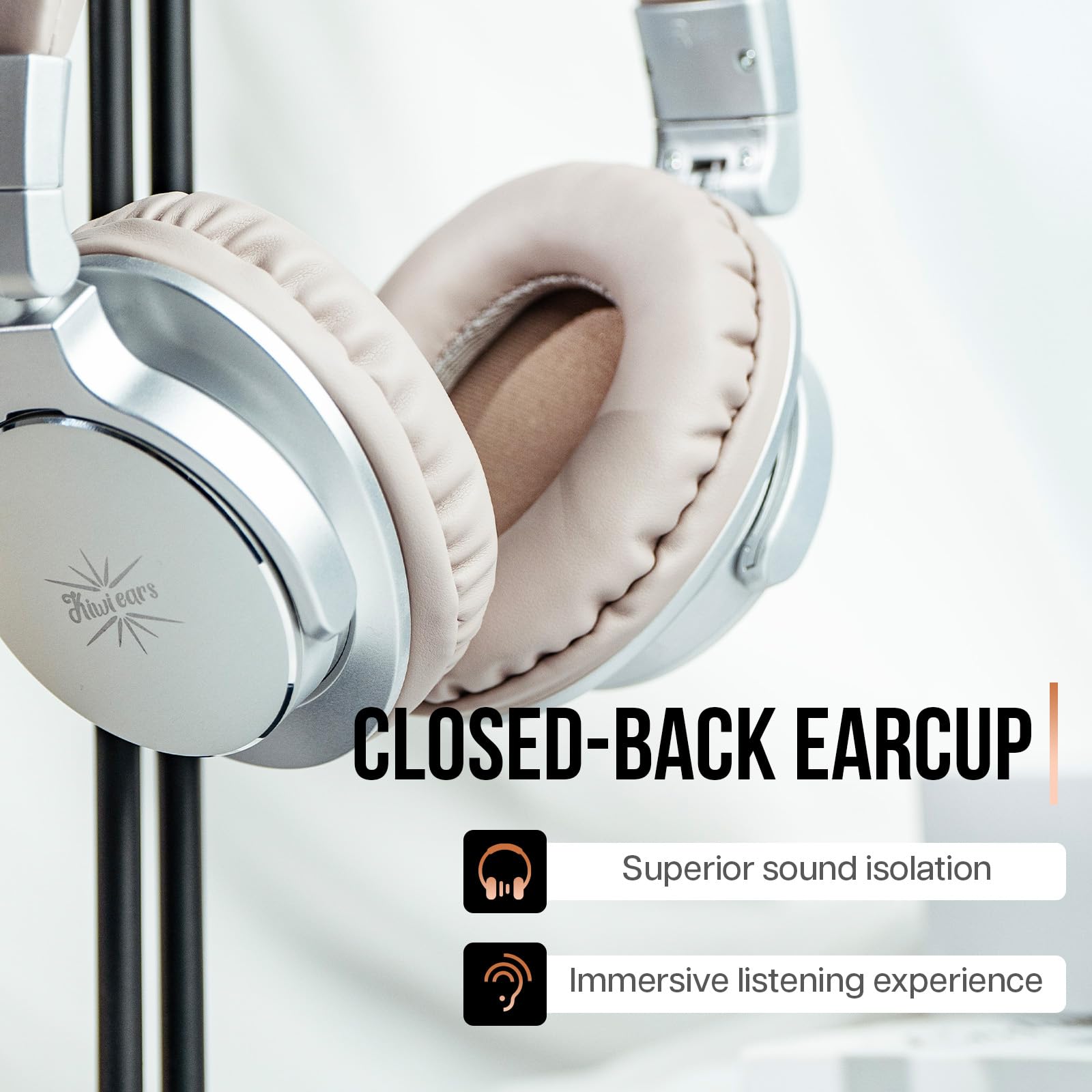 Linsoul Kiwi Ears Division Casque Supra-auriculaire Dynamique 40 mm, Gaming Filaire, DJ pour Musiciens Professionnels et Ingénieurs (Argent)