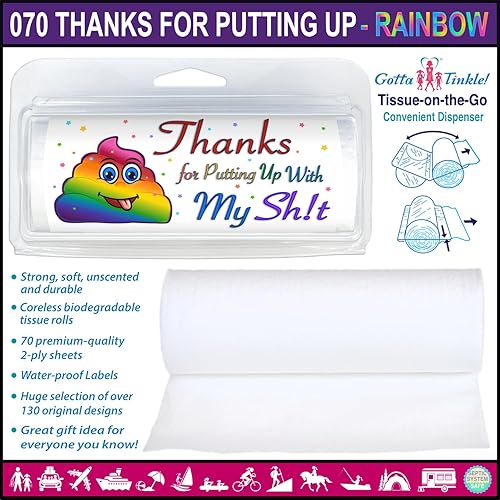 Miniatura 2 de Mini rollos de papel higiénico de tamaño viaje de alta calidad  Bonito recuerdo de fiesta  Práctico dispensador de plástico  Humor de emoji TP &