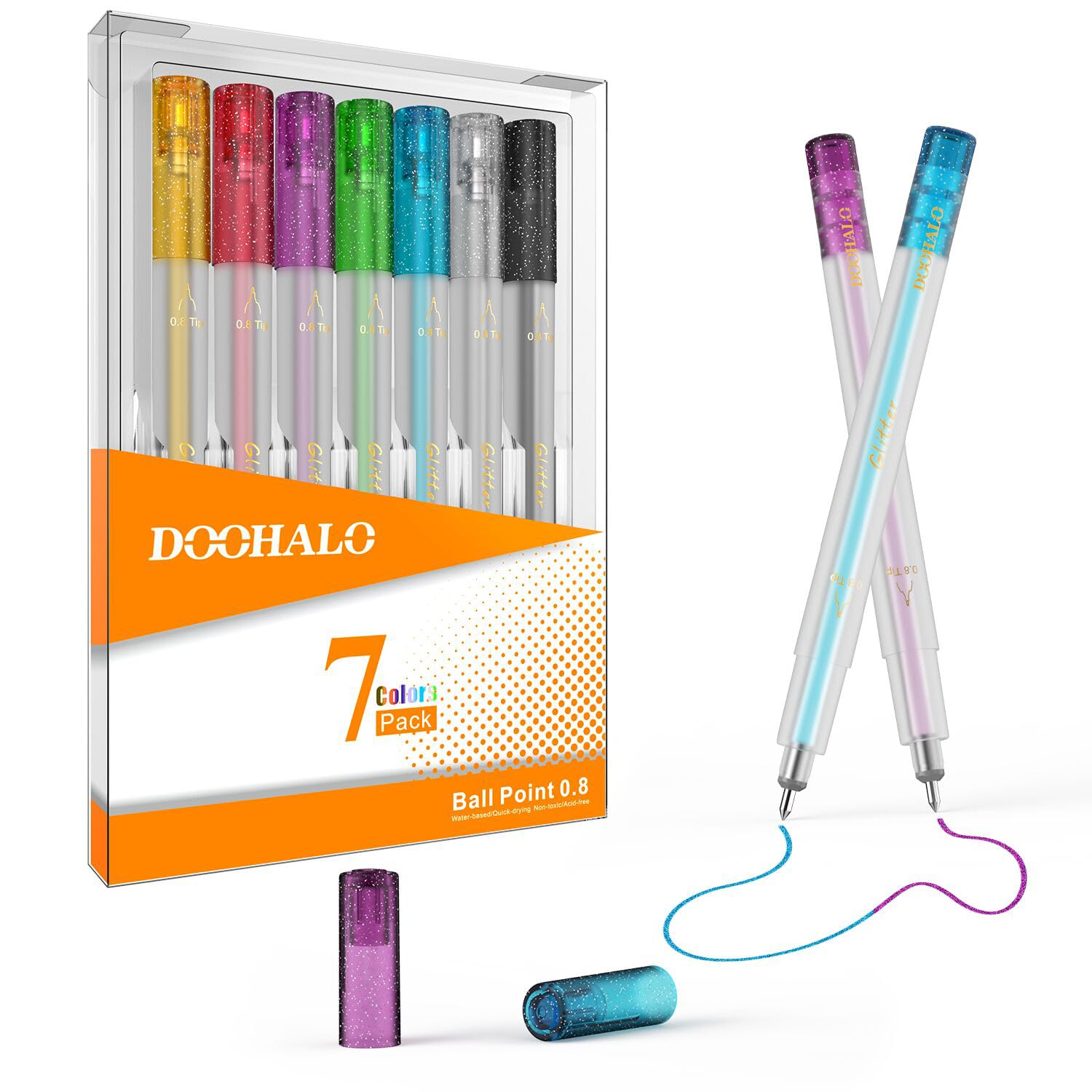 Glitter Gel Pen Set for Cricut Joy (7pcs),Cricut Joy Fine Point Pen,0.8 Tip Glitter Gel Point Marker Pen for DIY Craft Work's Writing and Drawing,Invitations,Cards