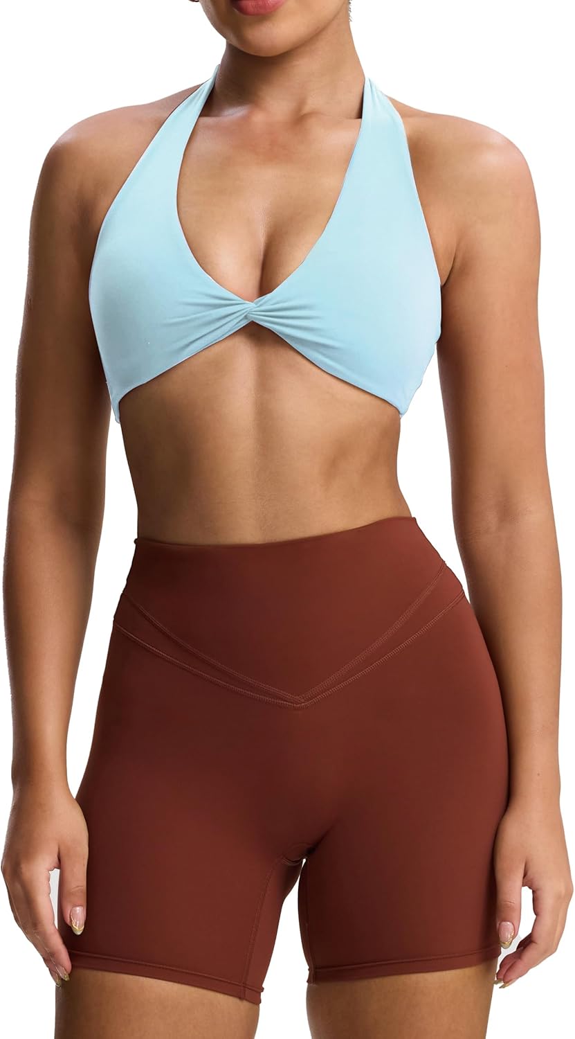 Aoxjox Women's Workout Halter Sport Bras Fitness Rosie Bra Yoga Crop Tank