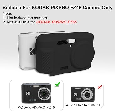 Easy Hood Case for Kodak PIXPRO FZ45, Soft Silicone Camera Case with Removable Lens Cover, Lightweight Protective Cover Sleeve, Custom Fit FZ45 Camera (Black)