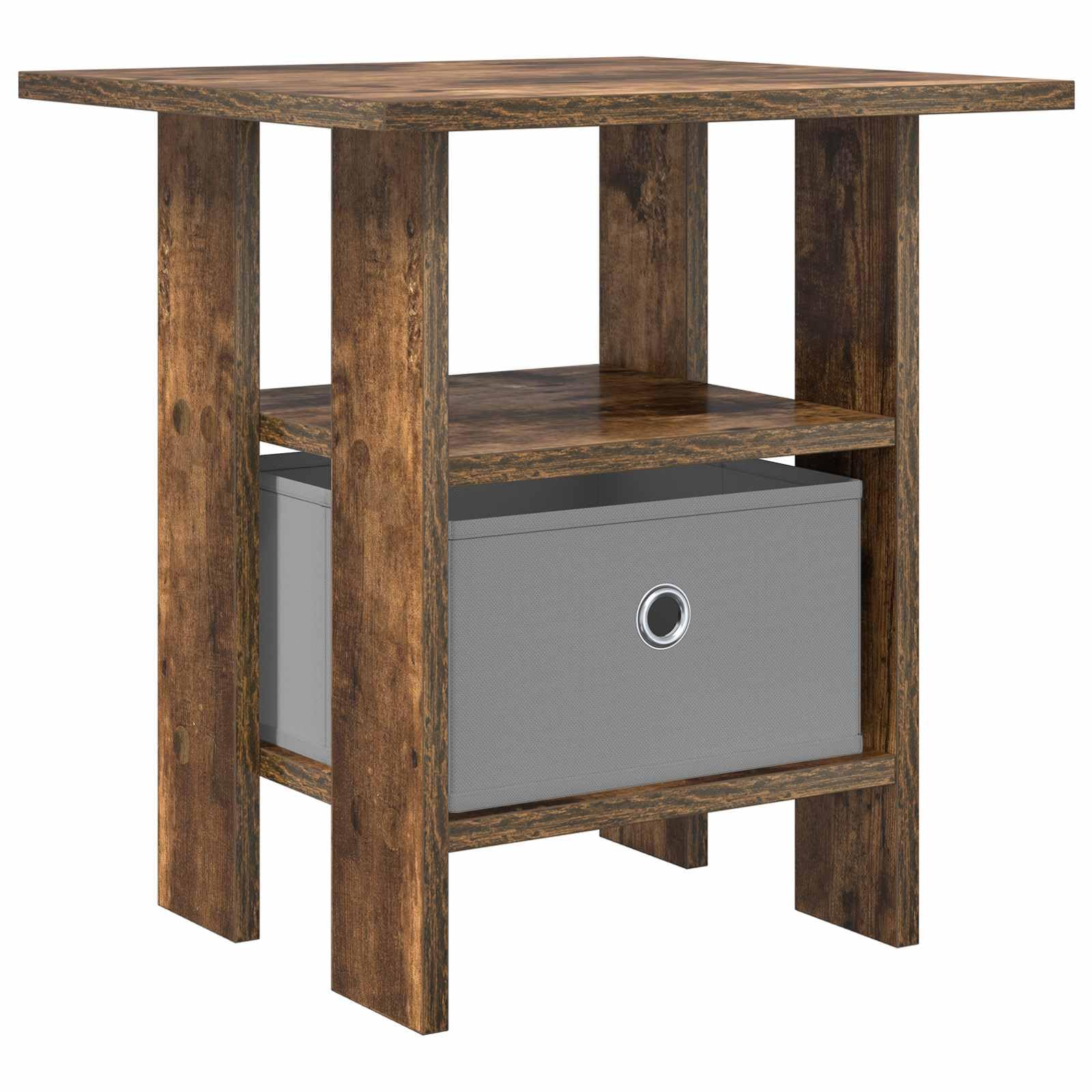 Table de Chevet Chêne Fumé 41x40x45 cm en Bois d'Ingénierie avec Tiroir