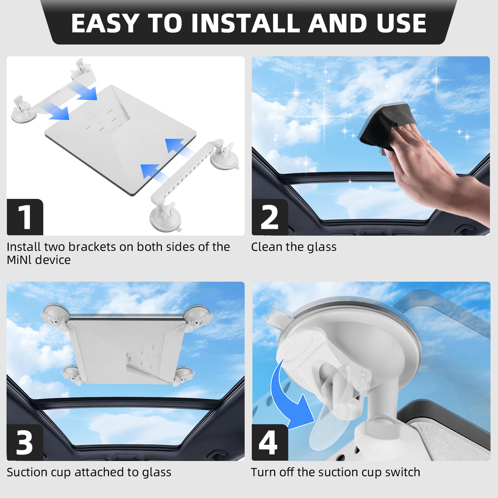 Starlink Mini Car Suction Cup Mount,Wytrzymały bezpieczny zestaw montażowy satelitarny do dachu samochodowego, RV, łodzi i okien,Akcesoria Starlink Mini z silnym sszeniem
