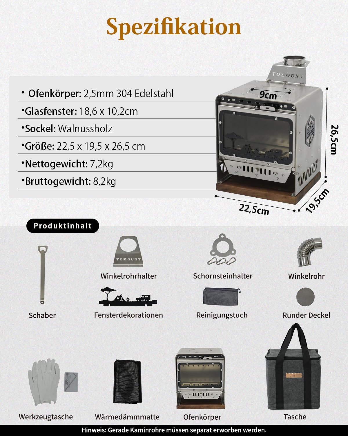 TOMOUNT Zeltofen KunPan Tischherd tragbar Mini-Tisch Ofen Kleiner Tischkocher Holzofen für Camping, Wandern, Grillen, Kochen im Freien