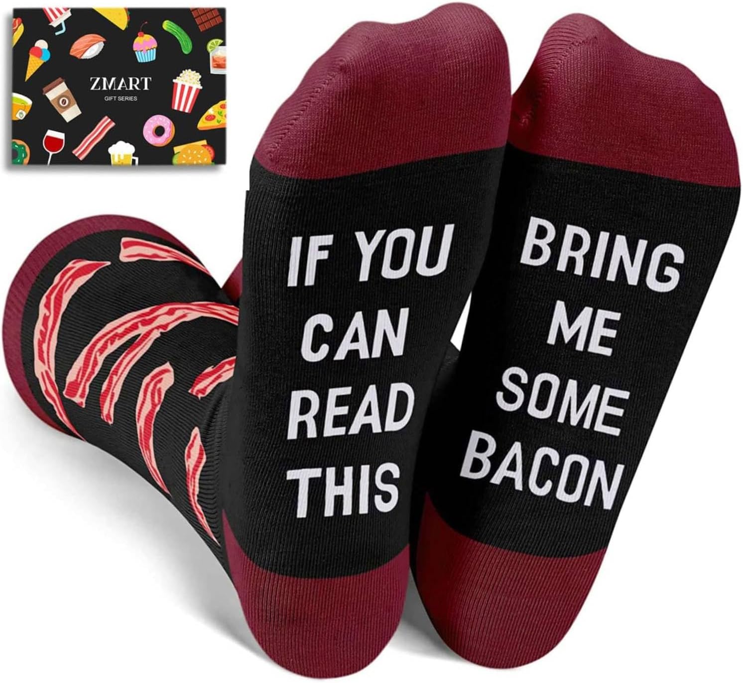 Zmart if You Can Read This - Popcorn Pickle Bacon Avocado Sushi Pizza Socks Gifts for Men