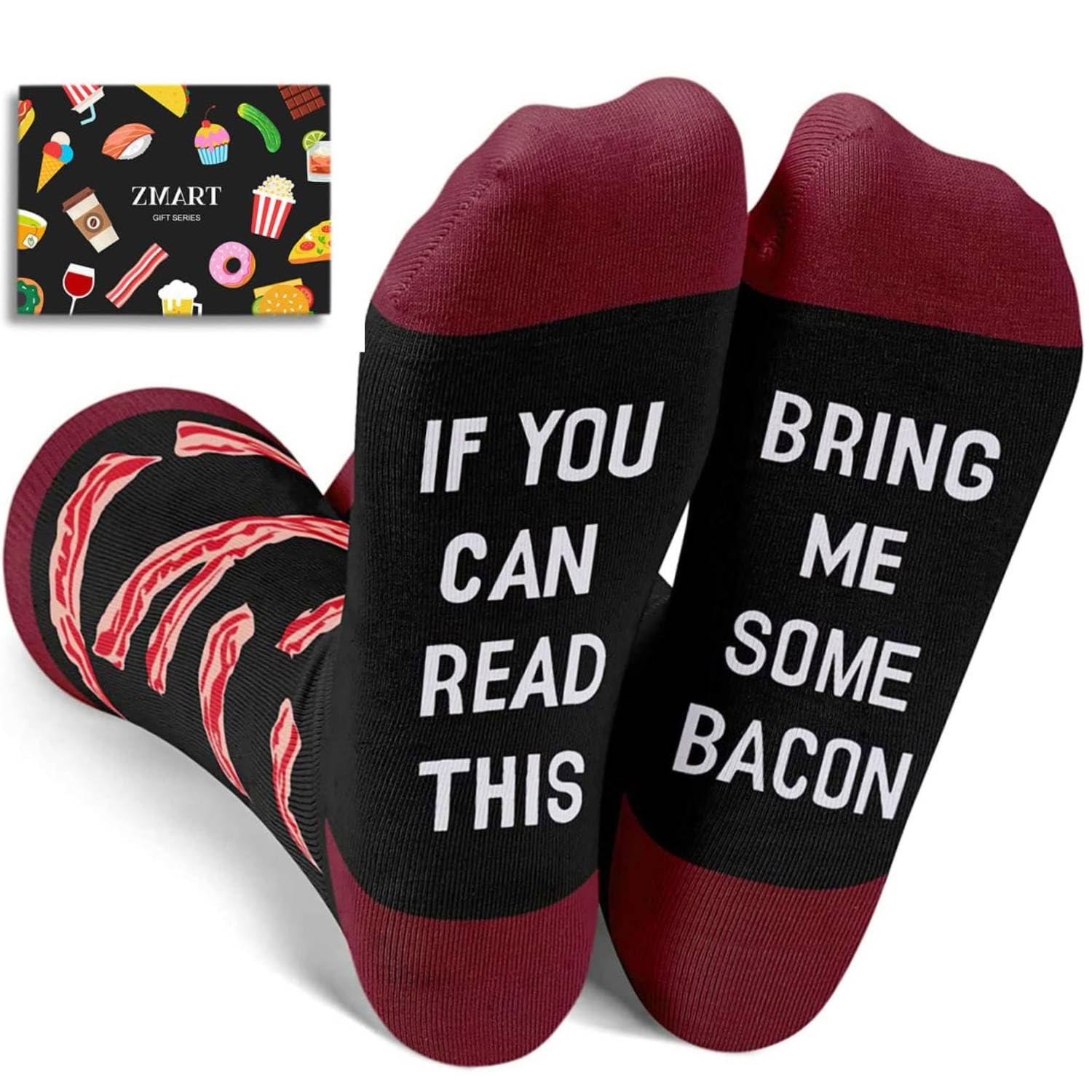 Zmart if You Can Read This - Popcorn Pickle Bacon Avocado Sushi Pizza Socks Gifts for Men