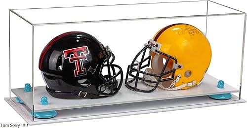 Miniatura 119 de Better Display Cases Acrílico 2 Mini casco de fútbol (no tamaño completo) vitrina con base de césped transparente (V46/A019)