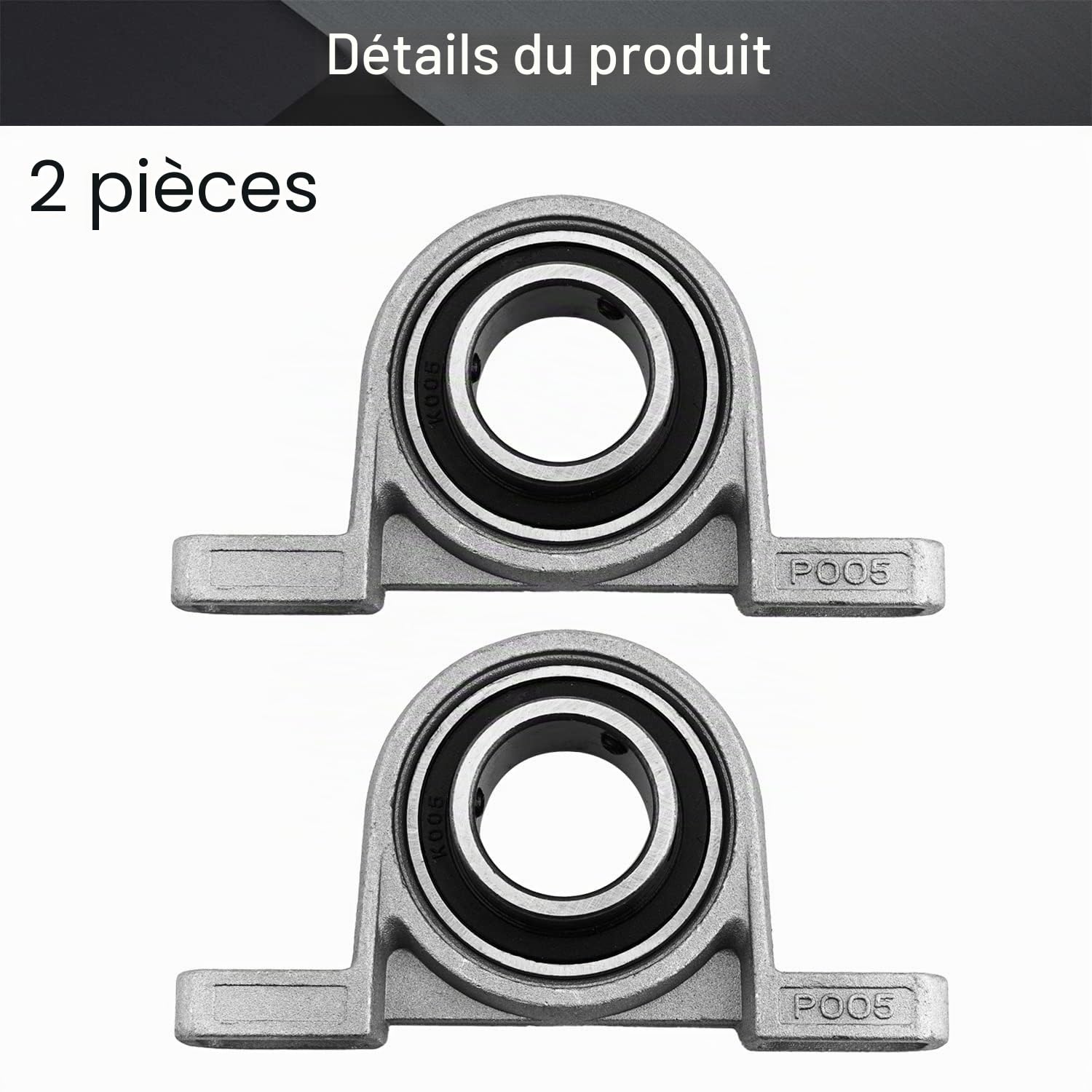 Othmro Lot de 2 Palier en Alliage de Zinc et Acier, ID 25mm, Largeur 65mm, Longueur 112mm, Palier à Bride KP005, Antirouille, Palier à Bloc Flottant pour Locomotives, Aérospatiale, Métallurgie