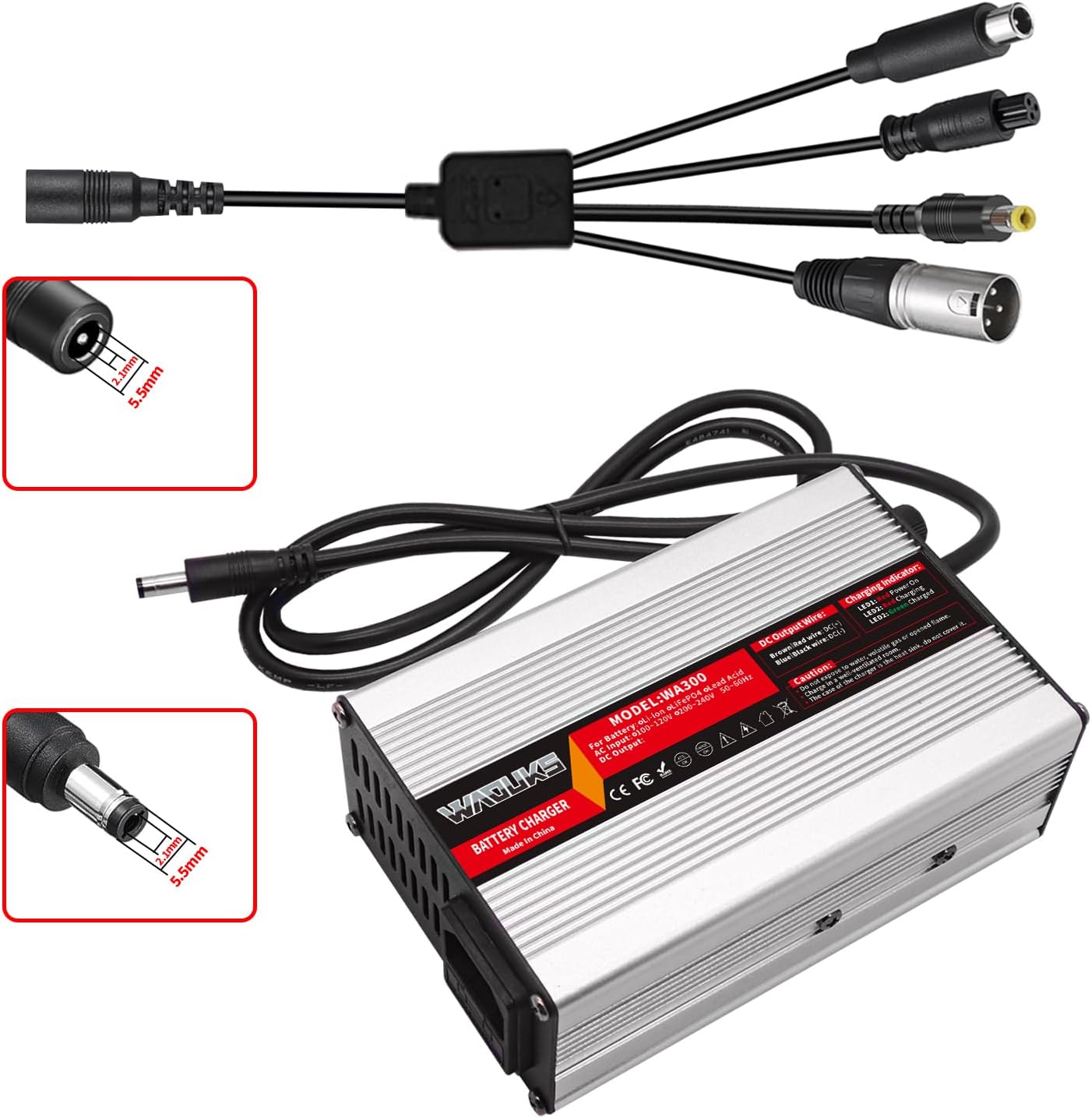 58.8V 4A Li-ion Battery Charger with 5 Plugs Plug Connector Used for 14S 52V 10Ah 15Ah 20Ah 30Ah 40Ah 50Ah Li-ion Battery Pack 52V Smart Charger