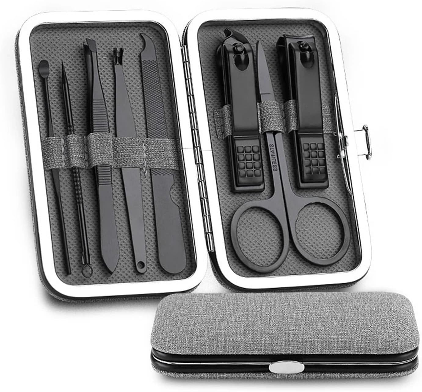 Nail Clippers Kit 8 Pcs Manicure Nail Clipper Set Multifunction Household Stainless Steel Ear Spoon Nail Clippers Pedicure Nail Scissor Manicure Pedicure Kit(Pink)