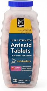 Antacid Ultra Strength 265 Tablets, Chewable Antacid Tablets 1000mg, Gluten-Free Berry Flavor, Anti Acid Tablets for Occasional Indigestion, Heartburn Relief