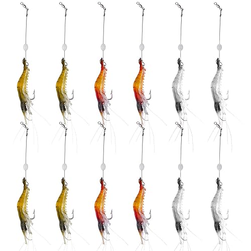 WANBY Fishing Shrimp Lures Artificial Silicone Soft Bait Set Luminous
