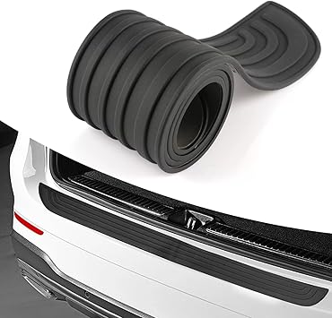Car Rear Bumper Protector, 41inch x3.5inch Rear Bumper Protector, Car Rear Bumper Edge Guards, Trunk Anti-Collision Sticker, Rubber Anti-Scratch Automotive Exterior Accessories Black