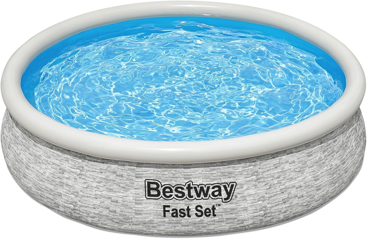 Bestway 12' x 30" Round Inflatable Stone Design Pool Set with Filter Pump