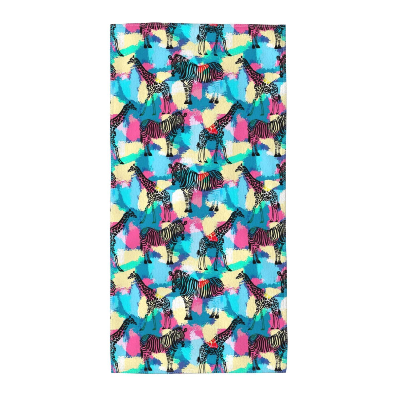 SDEGTHO Coloured Zebra Fashion Printed Bath Towel High Water Absorption For Hiking Trip