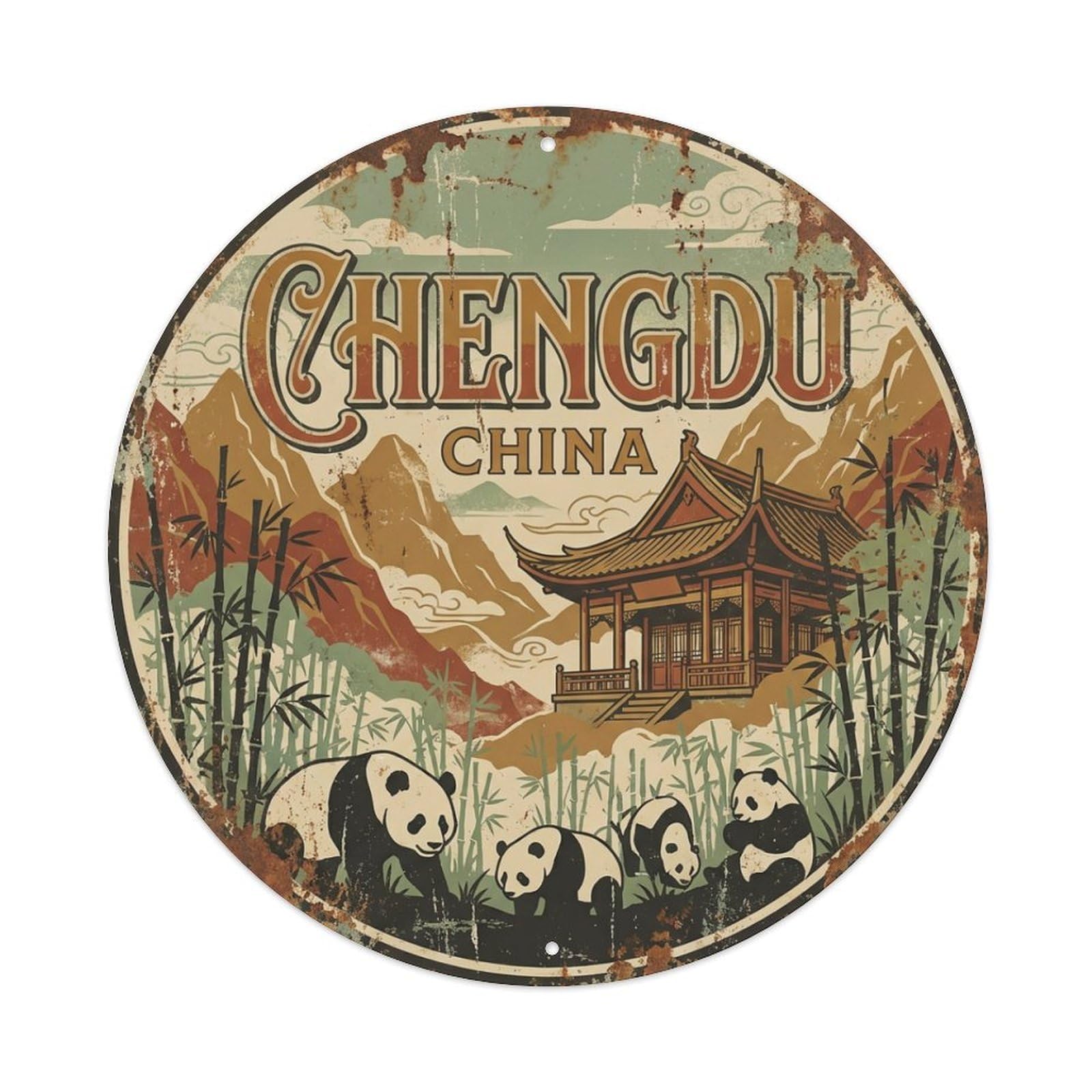 China Vintage Travel Chengdu Metal Tin Sign