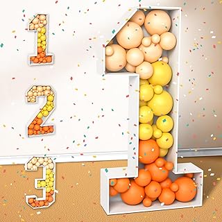 4FT Marquee Numbers Pre-Cut Kit, DIY Large Mosaic Numbers for Balloons, Gaint Marquee Numbers for 1st Birthday Engagement Decorations 1 Year Old Party Décor (Number-1)