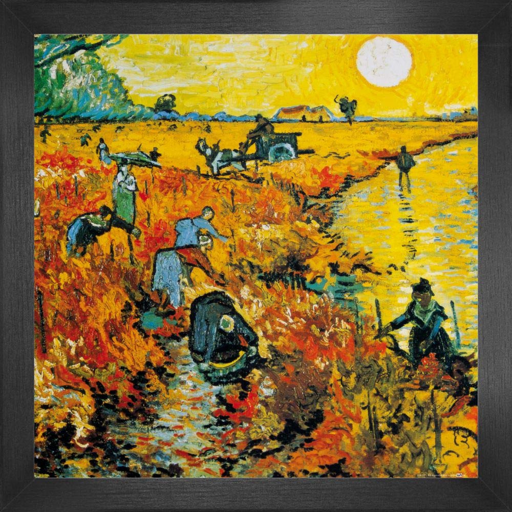 Affiche La Vigne Rouge Van Gogh 40x40cm avec cadre MDF 1art1