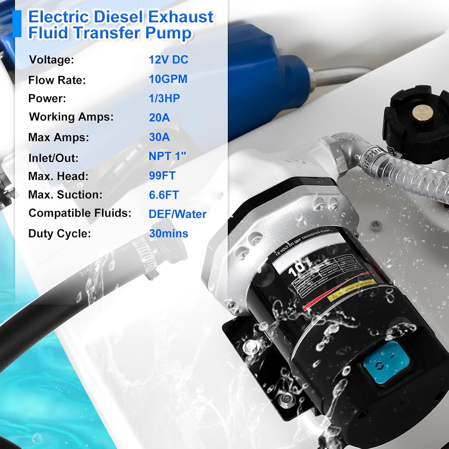 12V 10GPM DEF Transfer Pump Kit with 48 Gallon Caddy Tank, Nozzle & Hose, Chemical Electric Diaphragm Irrigation Industrial Pump for Diesel Exhaust Fluid DEF Urea Liquid