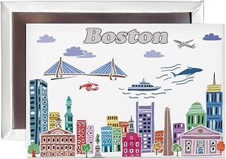 City Themed Artwork Magnet Collection by Beary Blu - Designed in The USA, Collectible Souvenirs Gifts 2.5" x 3.5" (Boston)