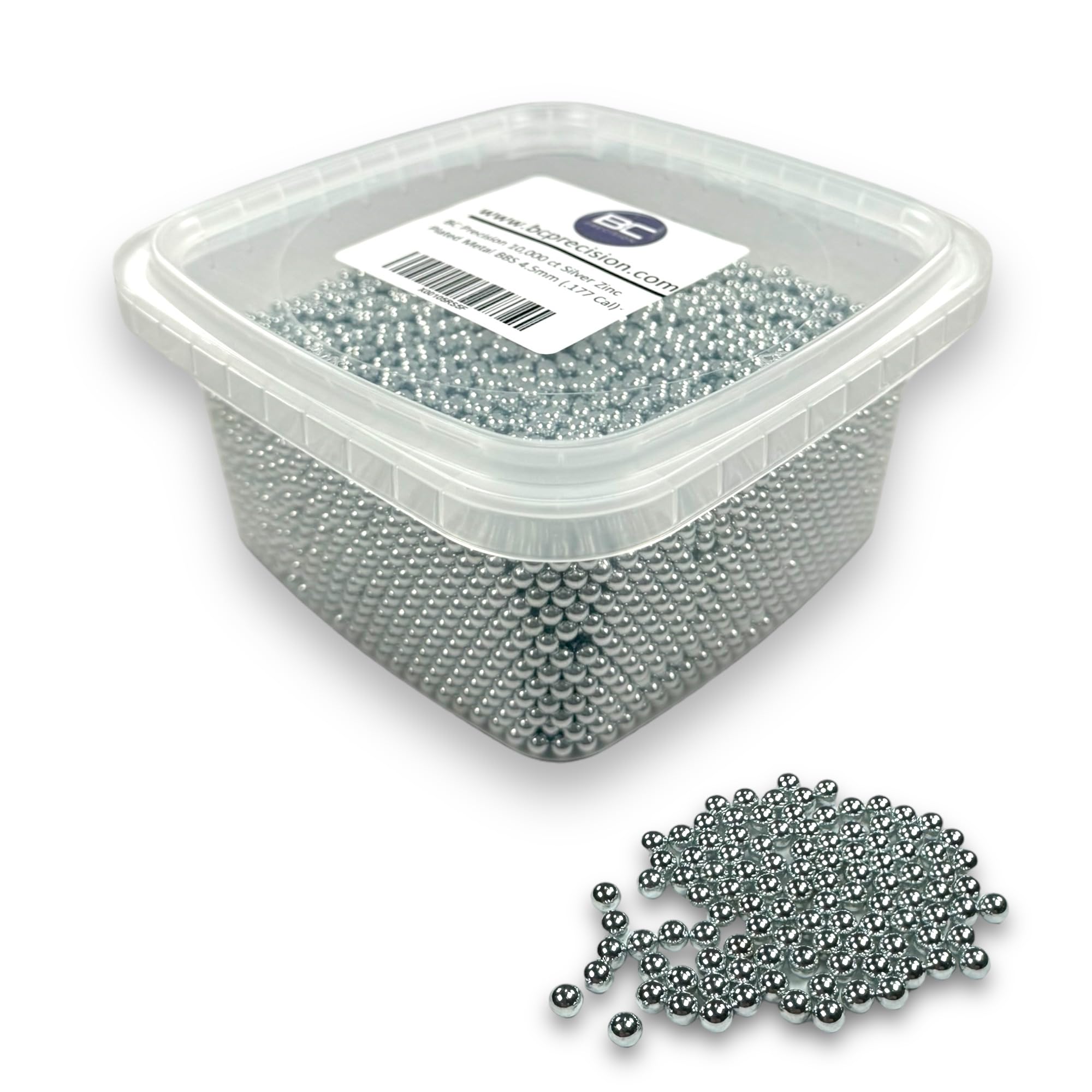 BC Precision 10,000 Bulk Silver Zinc Plated Metal BBS 4.5mm (.177 Cal), Ideal for Precision Shooting and Target Practice