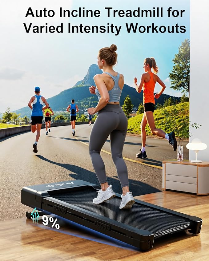 Caminadora Eléctrica Plegable con Inclinación Automática 9% y Ruedas Color Negro miniatura 2