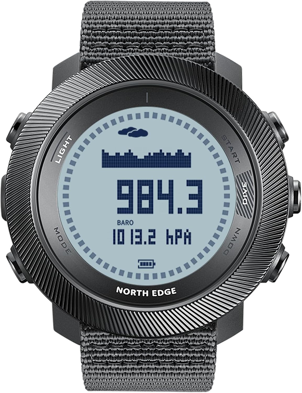 NORTH EDGE Apache D Dive Watch for Men 50M Free Dive Computer, Digital Compass, Altimeter, Barometer, Step Counter, Waterproof Sports Hiking Climbing Watch Large Display Rechargeable Battery