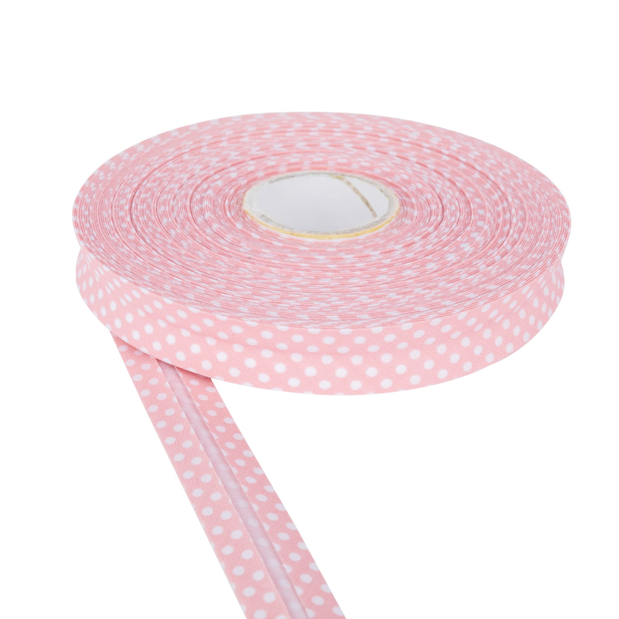 Polka Dot Bias Binding Tape 18mm Cotton Twill Tape for Sewing, Bias Binding Bunting Binding & Bias Tape Versatile Sewing Accessory Ideal for DIY Craft Projects by Discount Fabrics LTD (Dusky Pink,25m)