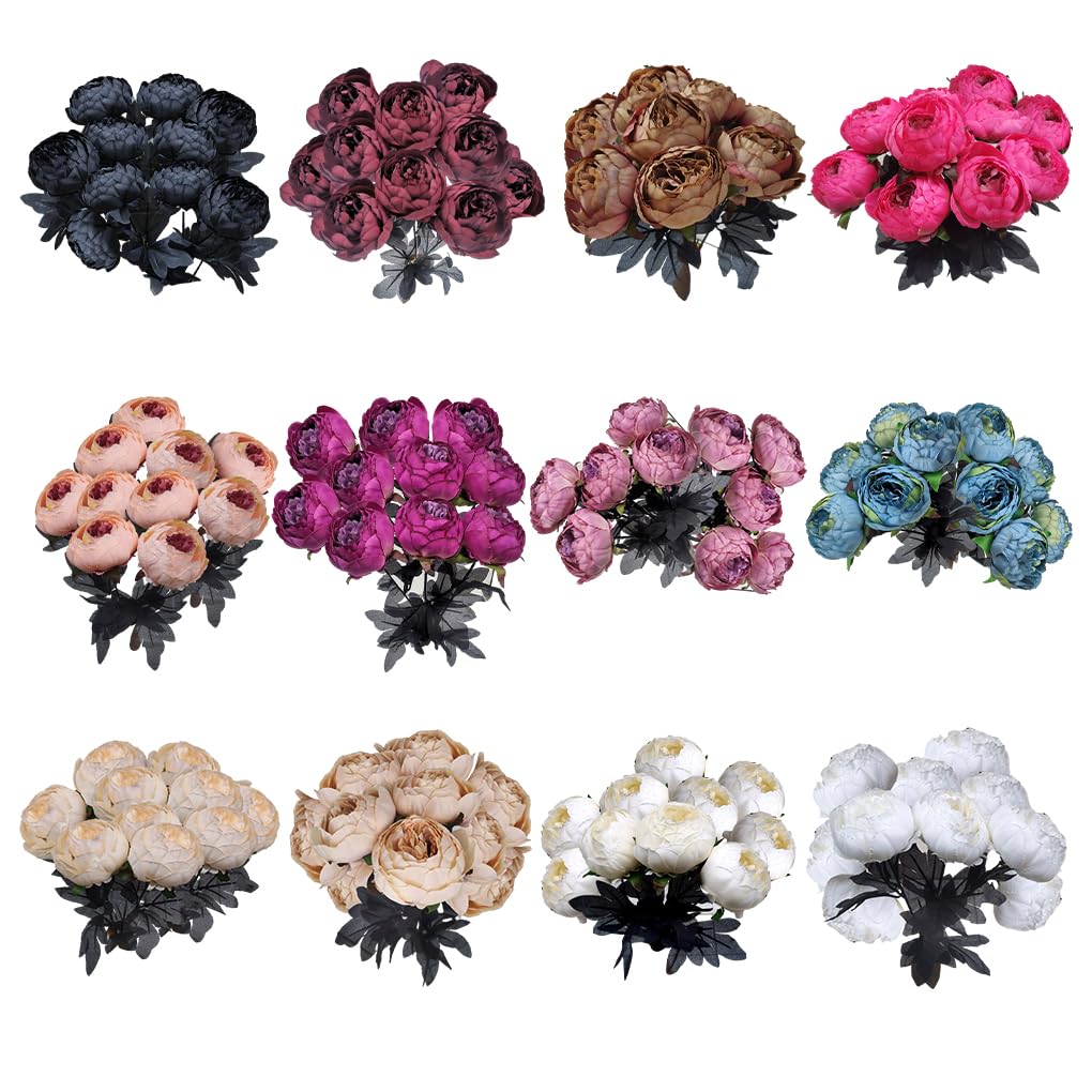 Künstliche Pfingstrosen aus Seide, für Innen- und Außenbereich, Pfingstrosen, künstliche Blumen, Hochzeit, künstlich, Blumenstrauß, Zhizhi-Beeren, 3 Sets