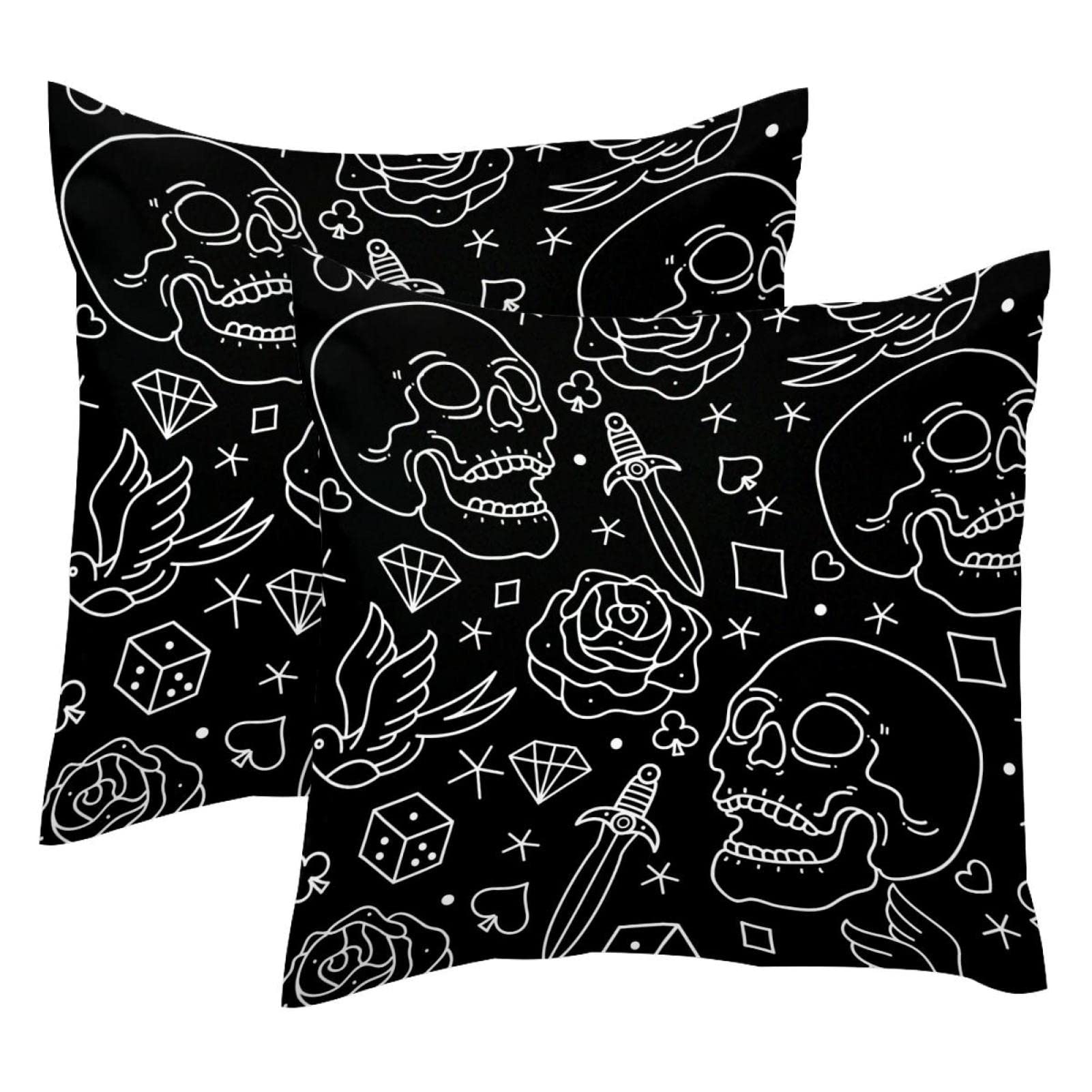 Federa Per Cuscino Quadrata Con Motivo Teschio, 45x45 Cm, In Lino Ecologico, Con Cerniera Nascosta, Per Divano E Letto, (Solo Federa, Imbottitura Esclusa)