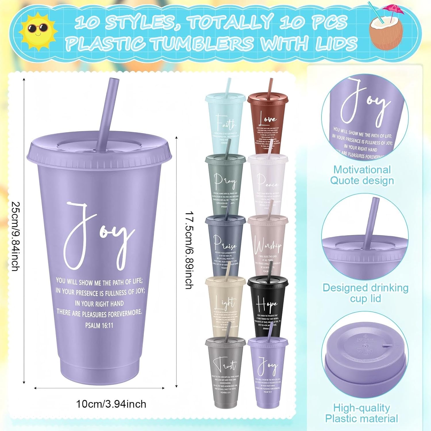 30 Pcs Christian Gifts Bulk Bible Verse 24 oz Plastic Cups Spiral Notebooks Ballpoint Pens, Religious Gifts for Women Men Church Prayer (Classic Style) - Image 2