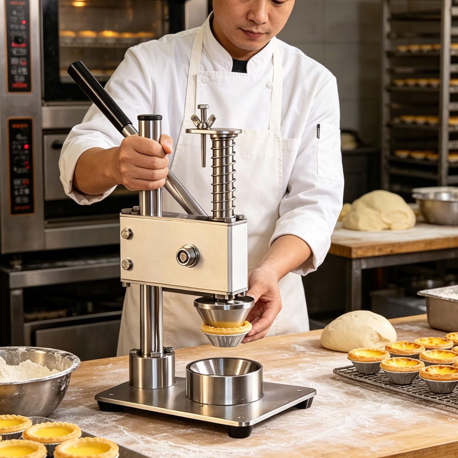 Ymnogjie Manual Egg Tart Shell Pressing Machine,Commercial Egg Tart Forming Maker,Stainless Stain Tartlet Shell Molding Forming,Tins Moulds Tool for Home,Restaurant,Cake Shop
