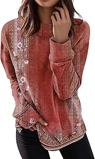 Womens Sweatshirt Crew Neck Star Graphic Pullover Tops 2024 Fall Casual Long sleeve Oversized Sweatshirt