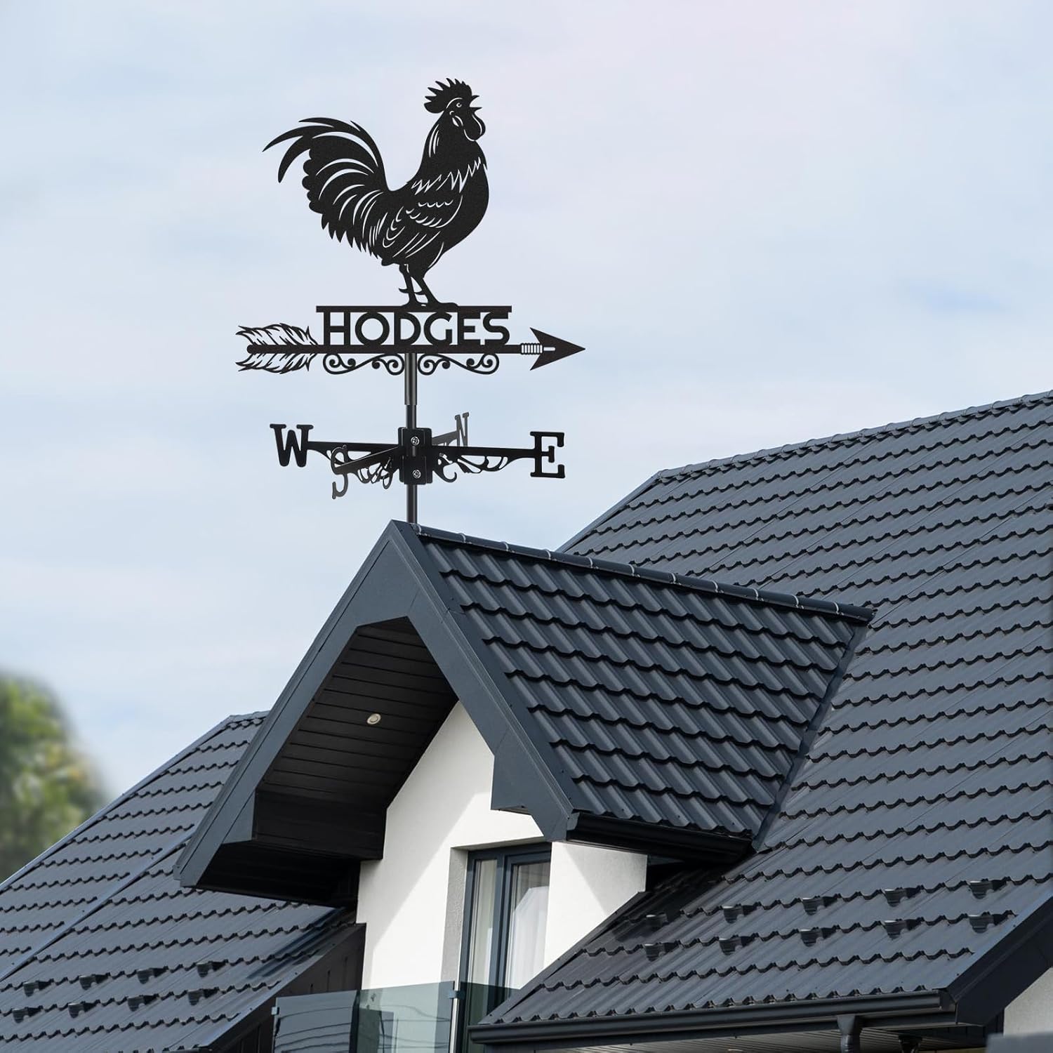 Personalized Rooster Metal Weather Vane, Custom Family Name Weathervane, Wind Direction Indicator, Weather Vanes Roof Mount, Wind Vane Outdoor Decor for Yard Farmhouse Cupolas, Housewarming Gifts