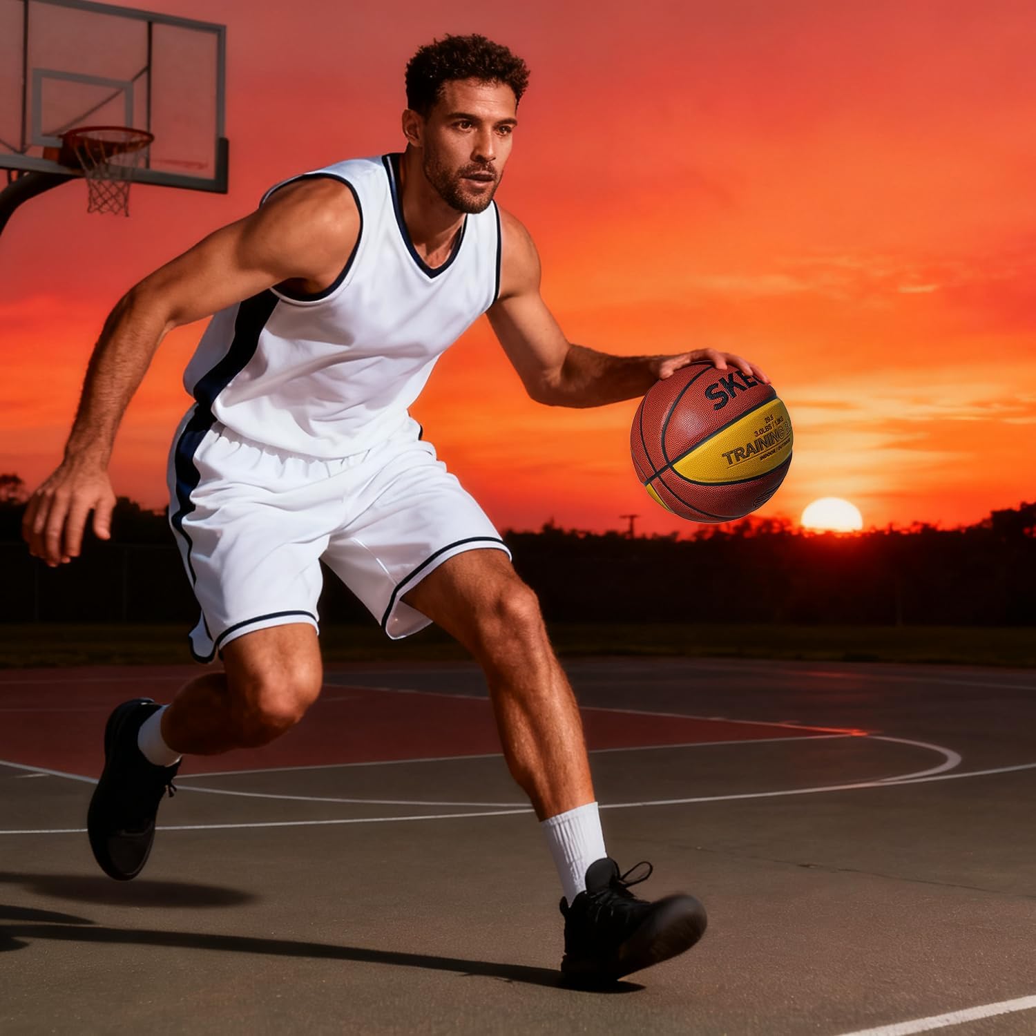 SKEO 29.5" Trainer Heavy Basketballs, 3.0LBS Weighted Basketball Made of Composite, Indoor Outdoor Training Ball for Improving Ball Handling Dribbling and Rebounding Skills (Deflated, Size 7)