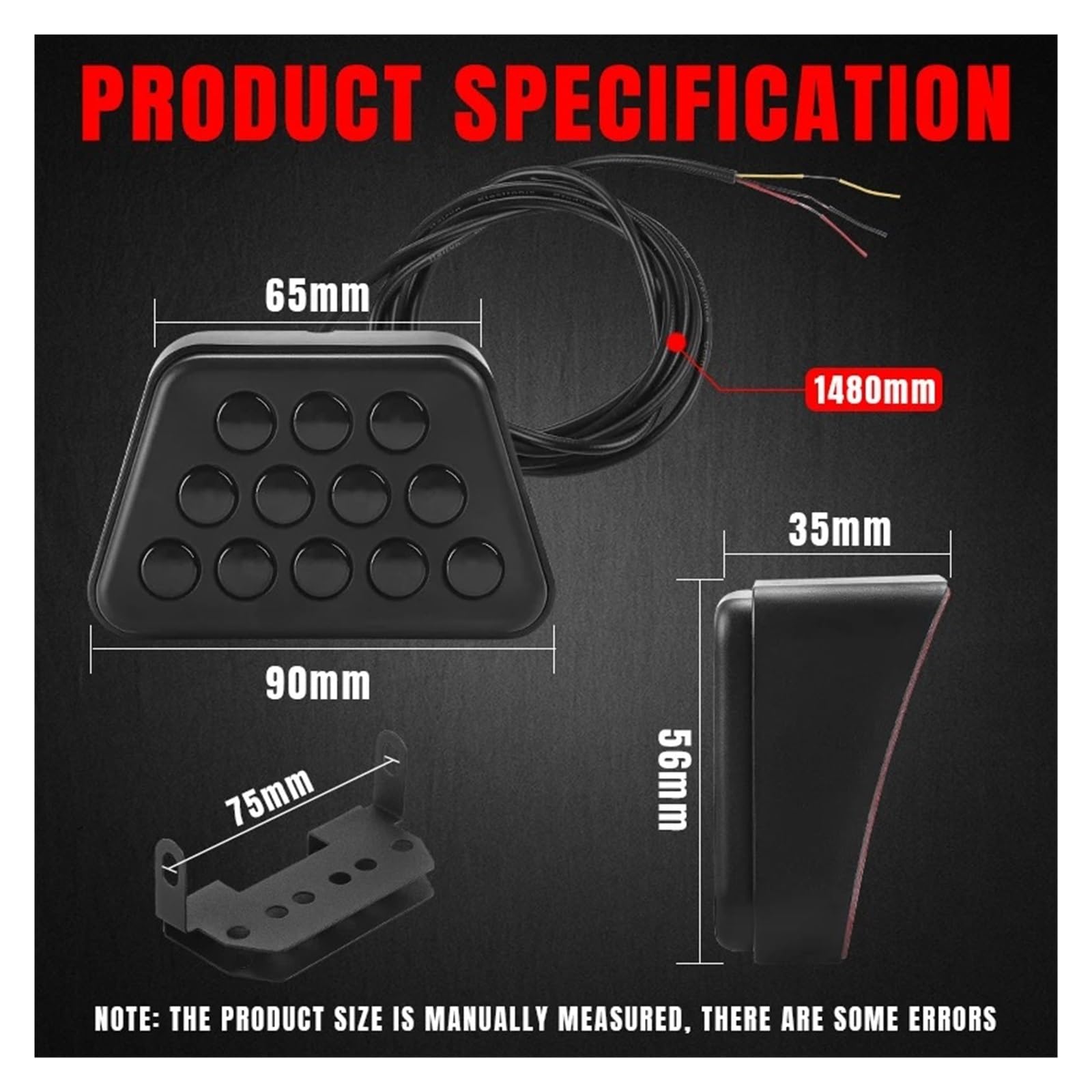Pilotos Traseros coche Luces LED De Freno Estilo F1 12 LED Traseras Intermitentes Rojos Advertencia Automática 12 V Para Coche SUV ATV(2pcs)