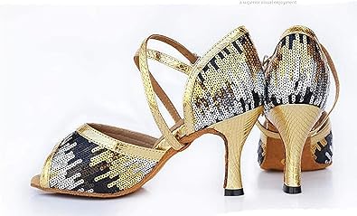 Amazon | [GRATTY] 社交ダンス ラテンシューズ ゴールド 女性用