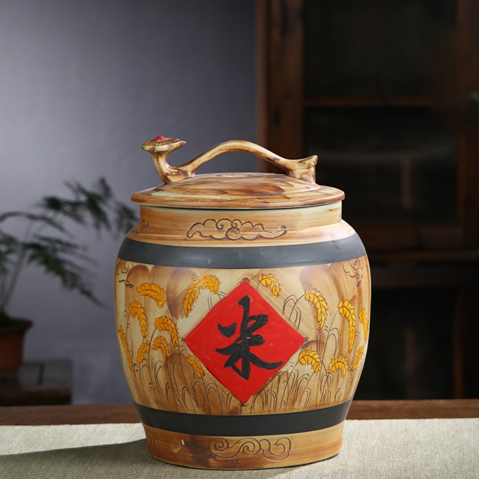 Contenitore per la conservazione del riso domestico con coperchio Barattolo sigillato da cucina con coperchio Distributore di cereali Contenitore la conservazione di cereali e riso Adatto(28*35cm)