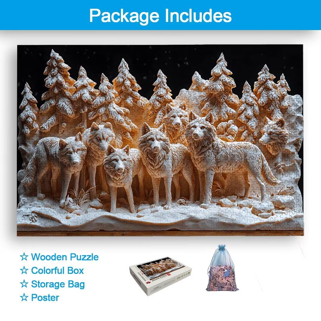 Puzzle 1000 Pezzi, Puzzle Lupo in Legno per Adulti, Misura: 70x50cm -2586