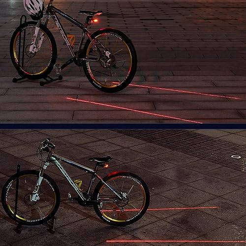 Miniatura 2 de Bicicleta Ciclismo 7 modos de flash Luces rojas impermeables con 5 LED y 2 haces láser Luz trasera de bicicleta Luz de advertencia de seguridad Luz