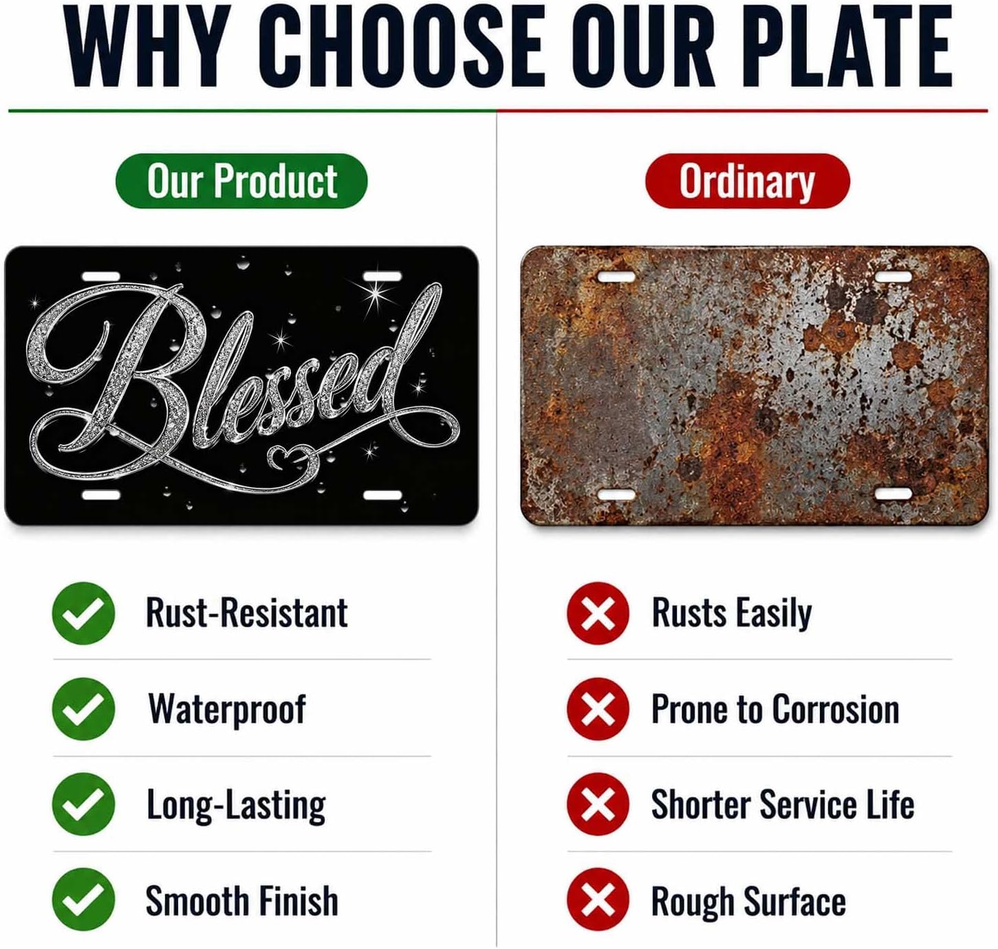 Front License Plate Cover Blessed Aluminum Novelty Vanity Plate Car Tag image 4