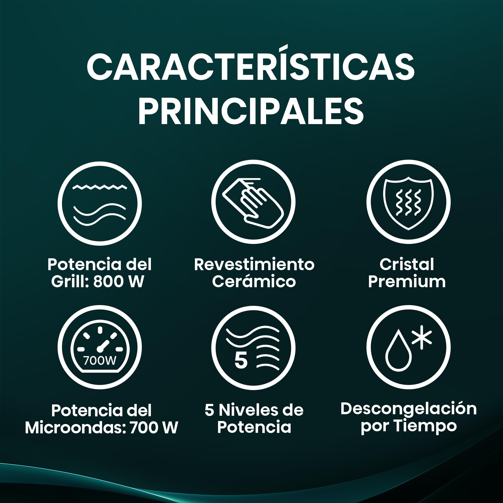 Hisense H20MOMBP1HG - Microondas con Grill 800W, 20L, Alto 32.6cm x Ancho 45.5cm, Color Negro, Potencia del Grill: 800 W, Revestimiento Cerámico, Cristal Premium, 5 Niveles de Potencia