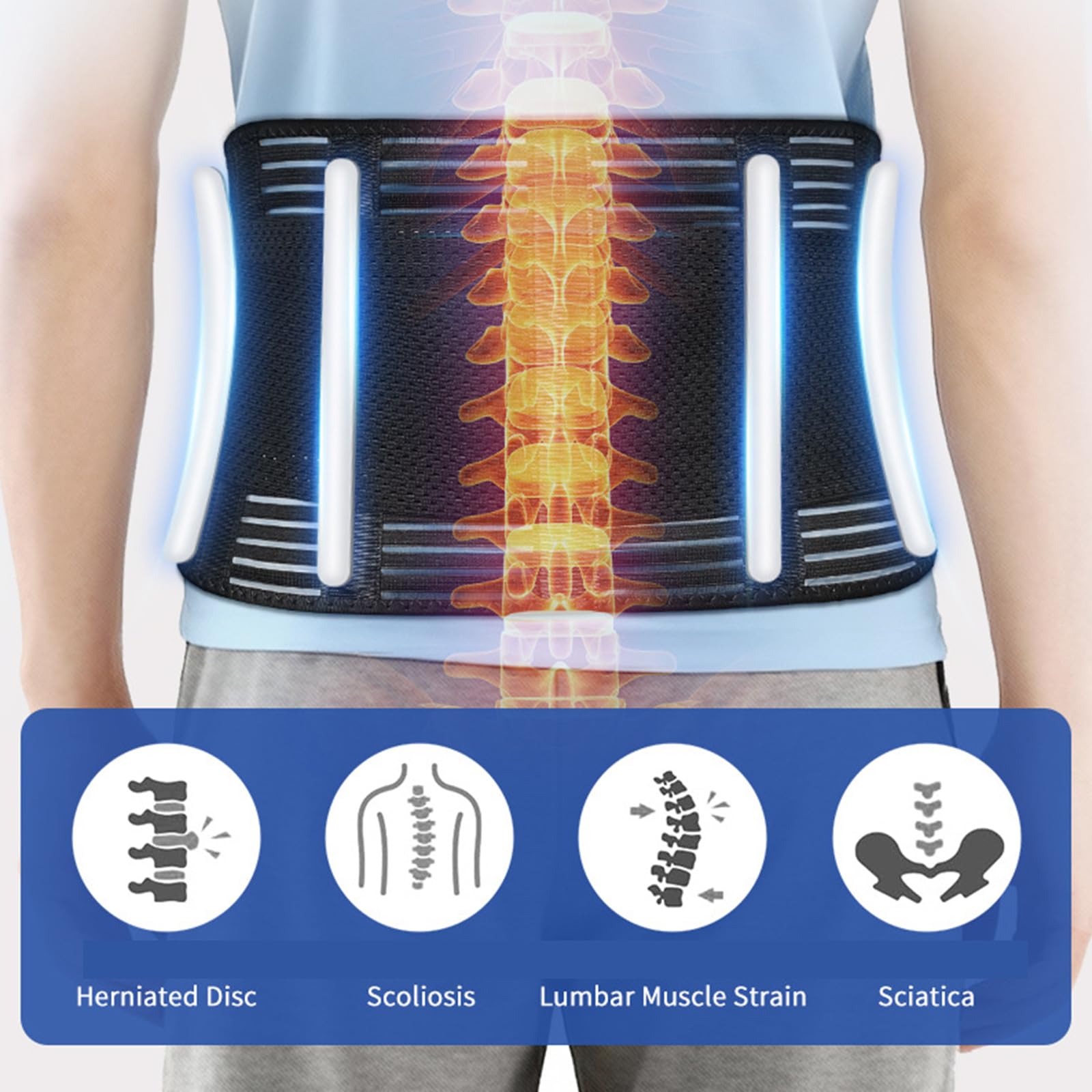 Ceinture lombaire confortable avec design élastique renforcé pour le fitness et le travail physique pour personnes âgées