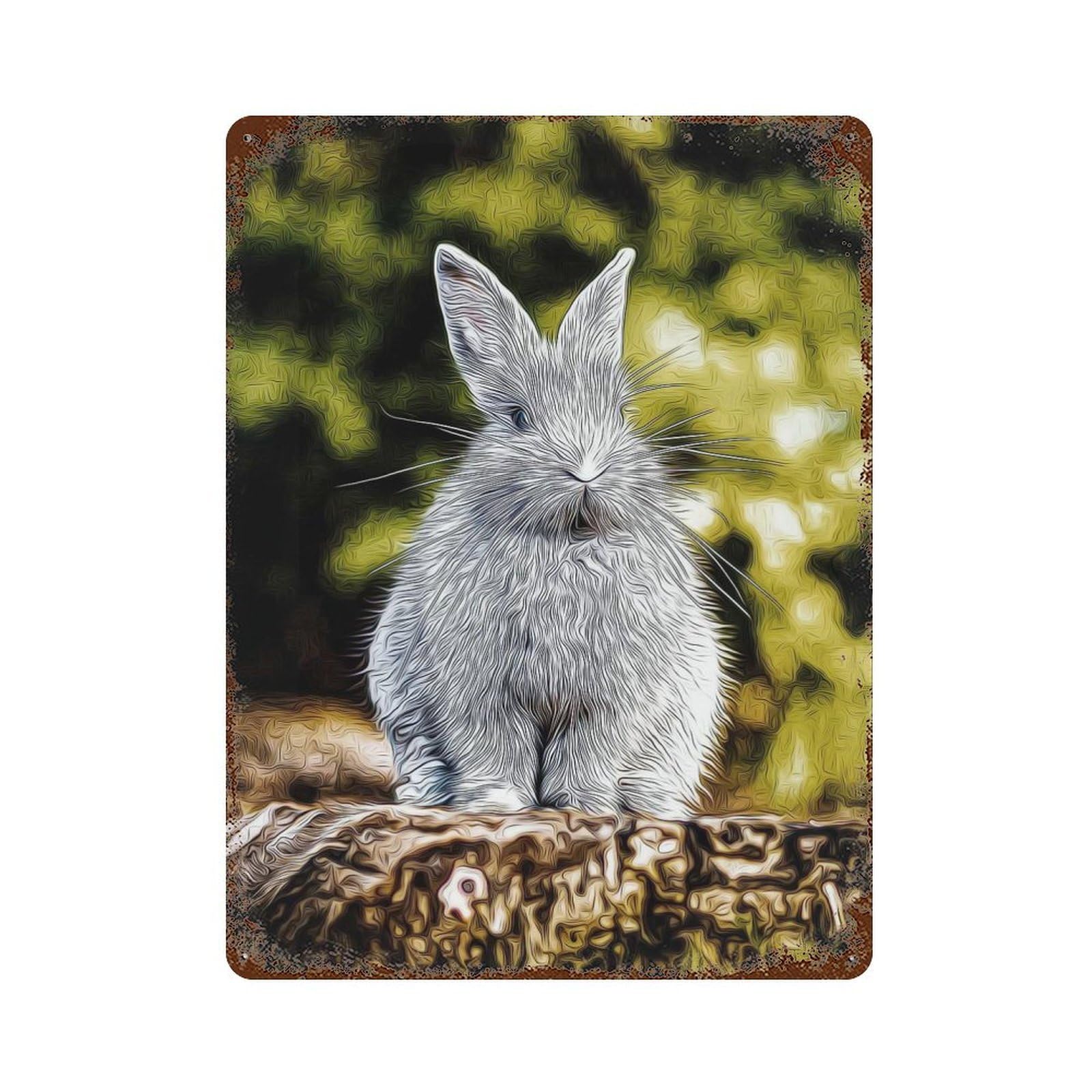 Rabbit Vintage Metal Tin Sign 15.7"x11.8", Rustic Home Decor for Garage, Bar And Workshop Decor