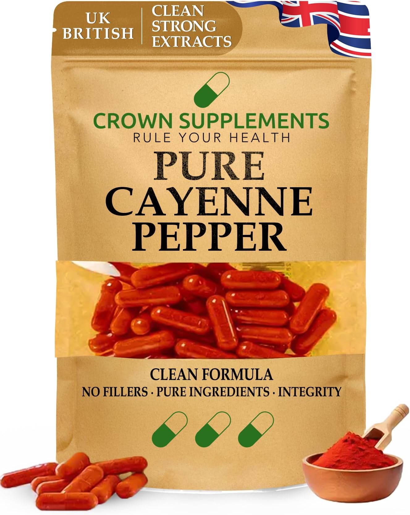 Pure Cayenne Pepper | Fat Burners | Fat Burners for Men Weight Loss | Fat Burners for Women Weight Loss | Fat Burner Capsules | Crown Supplements UK (90 Capsules)