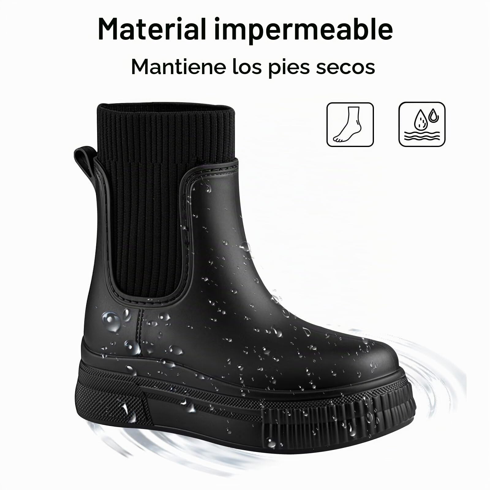 Botas de Agua Mujer Impermeables Antideslizantes Botines de Lluvia para Invierno Cómodos