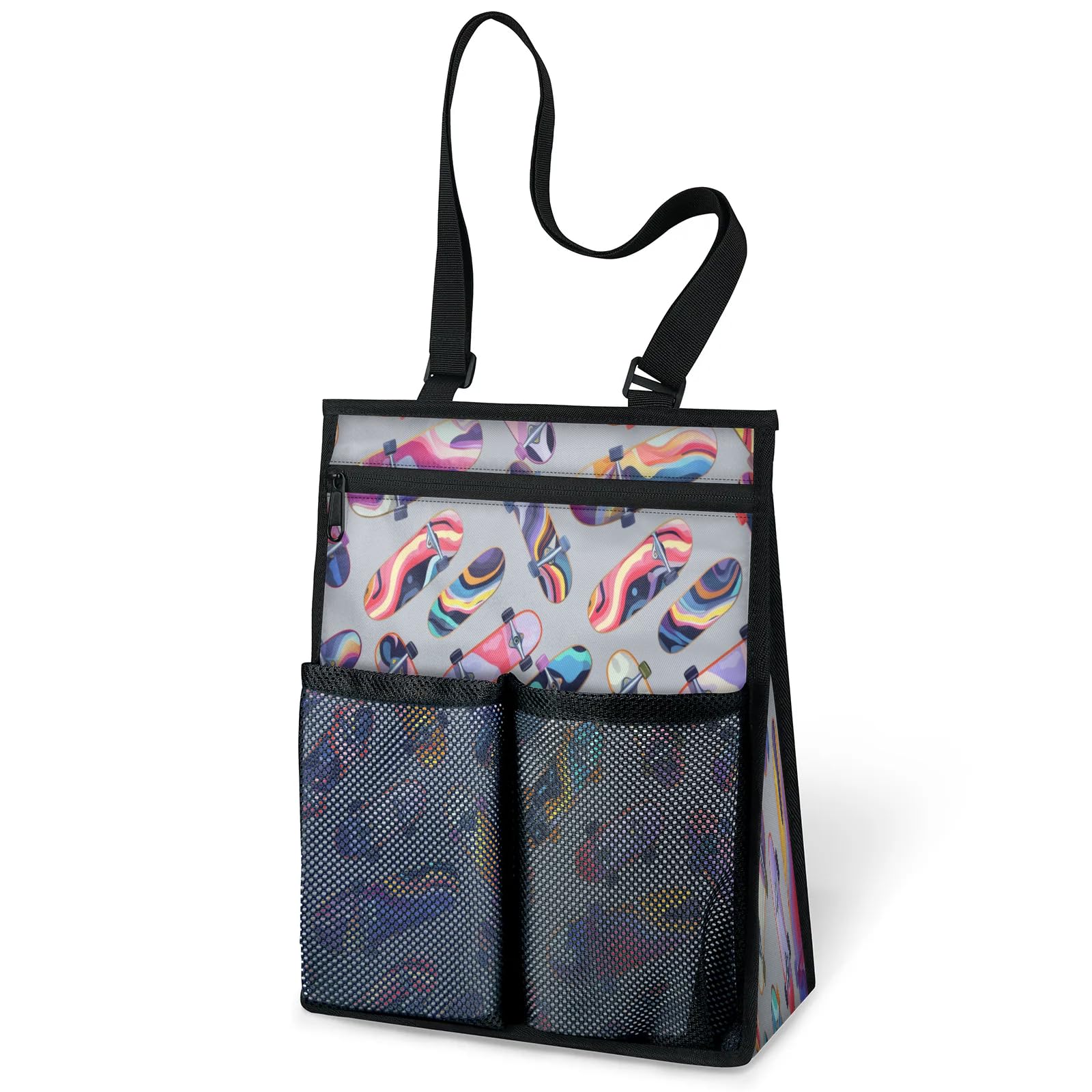 Ourtheme Skateboard Print Portable Shower Bag for Travel Gym Camp Beach Tote Shower Caddy Bags Hanging Toiletry Organizer