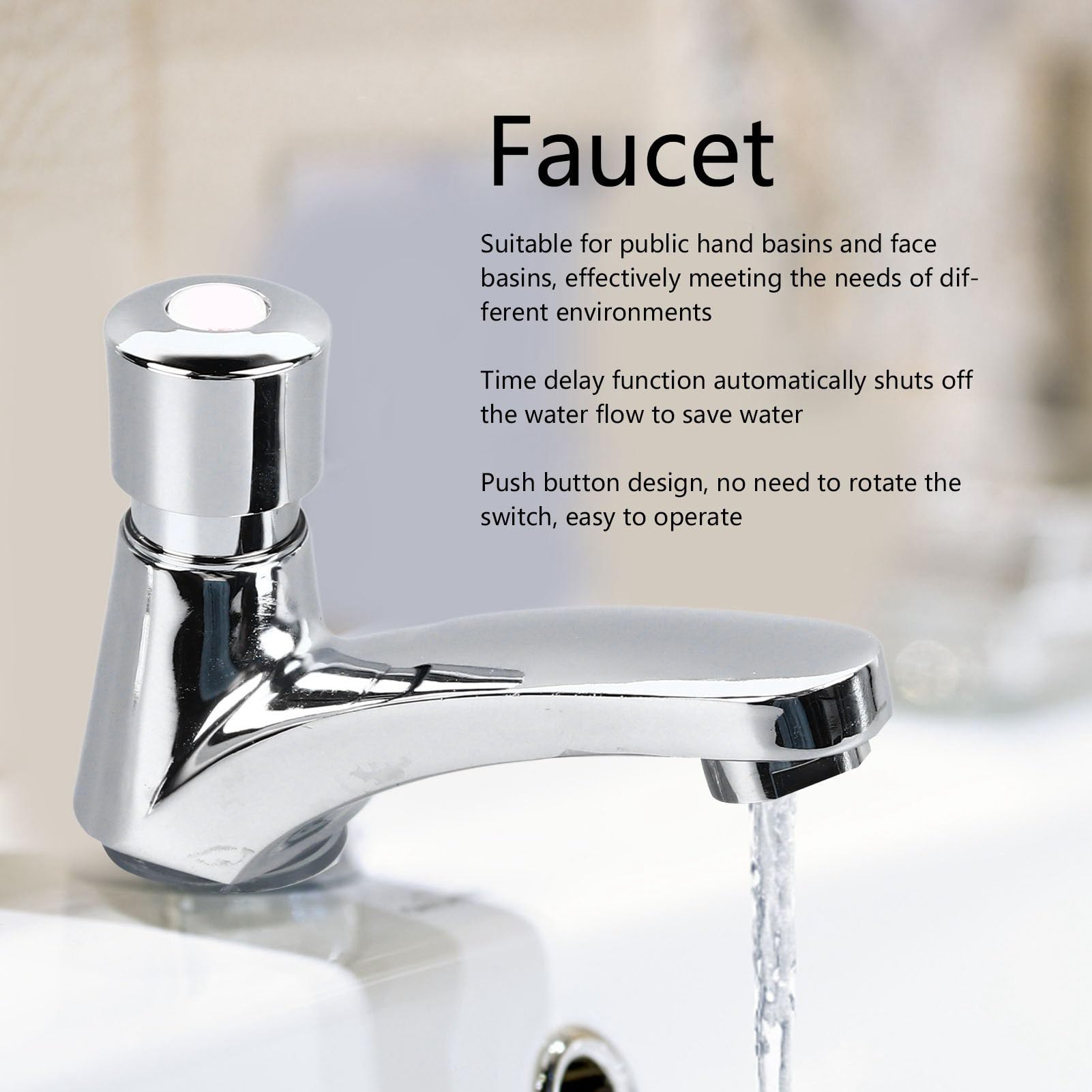 Haofy Robinet à Bouton Poussoir Alliage Cuivre Économie Eau Arrêt Automatique Lavabo Salle Bains Cuisine Hôtel Polyvalent